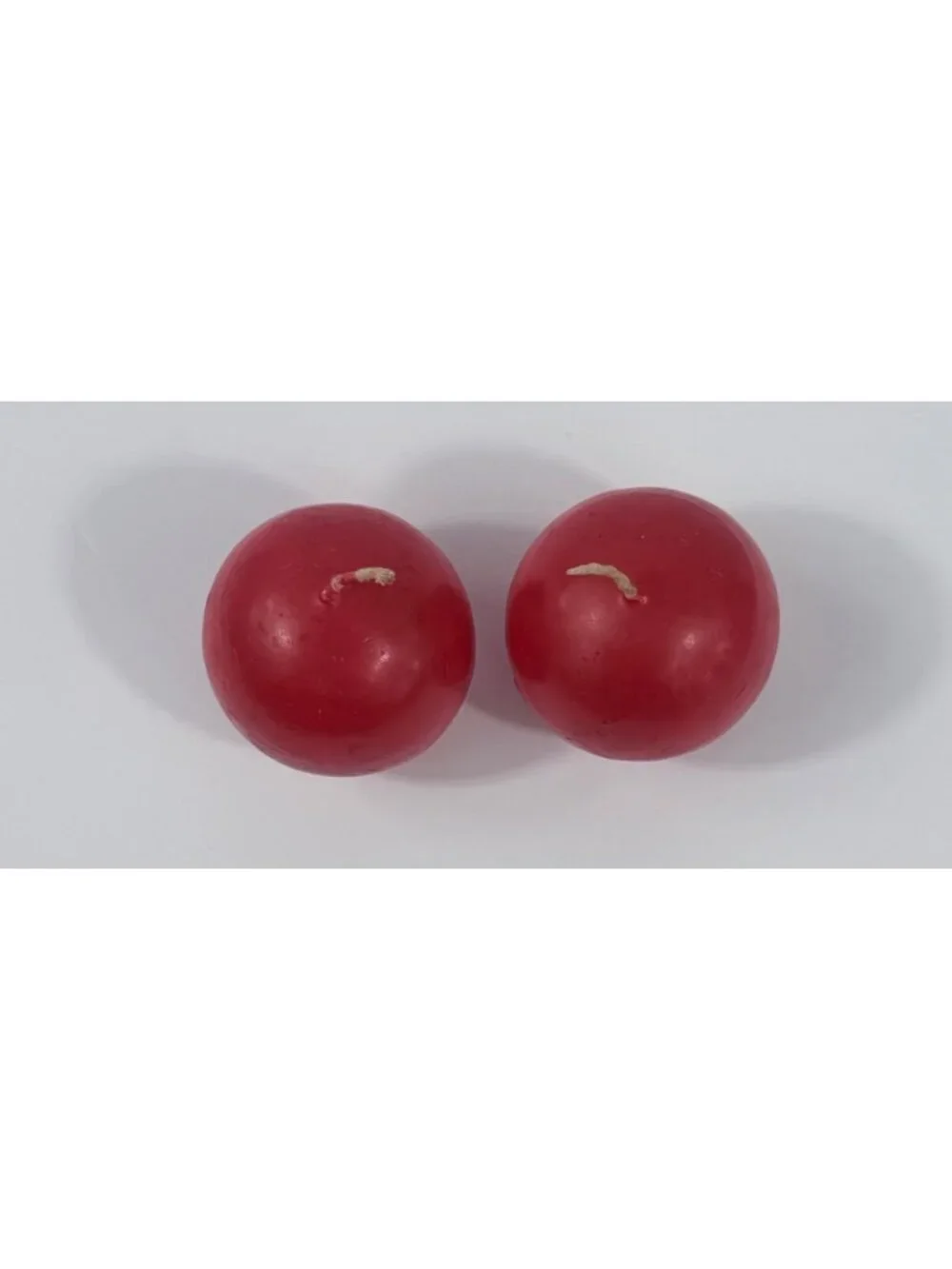 Vintage 1970s Round Scandinavian MCM Red Parrafin Spherical Ball Candles Set Of